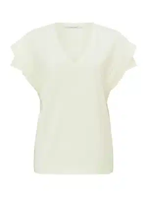 Yaya 01 709168 403 top with v neck and double short sleeves in regular fit ivory white ddf0f220 f0b1 4e25 acc3 92488e1ed89b 2160x 416x647