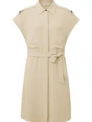 sleeveless dress with pockets buttons and shoulder details oxford tan sand 66284341 eca1 4ca0 94cd acdb6354143b