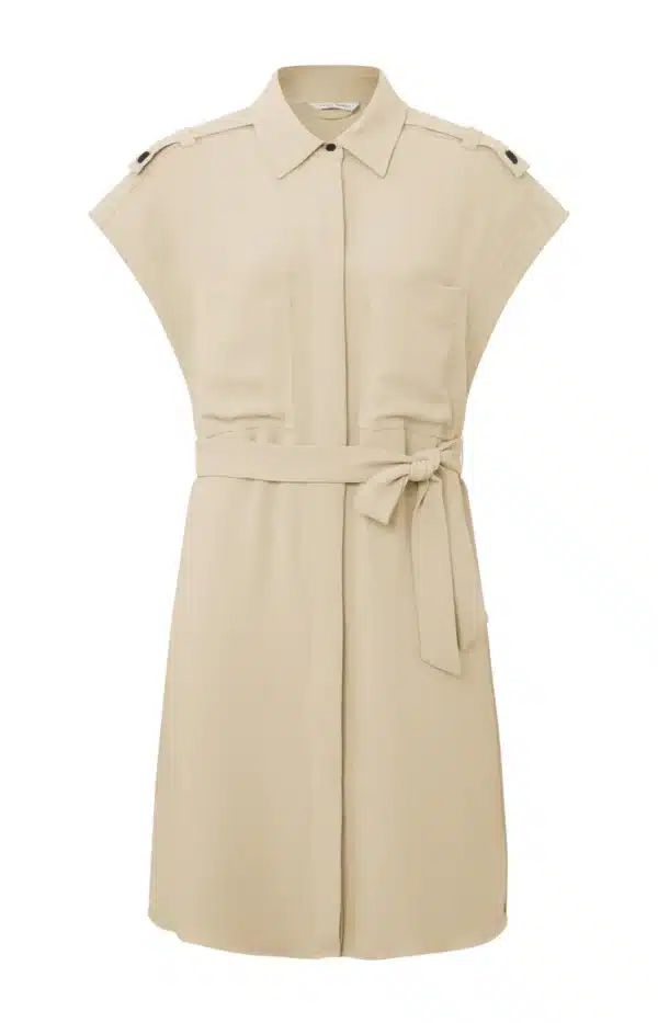 sleeveless dress with pockets buttons and shoulder details oxford tan sand 66284341 eca1 4ca0 94cd acdb6354143b