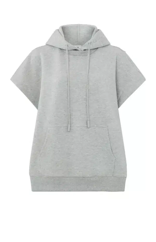 sleeveless hoodie with pockets and drawstring in wide fit grey melange 27d3f134 fc13 4c6d 8546 5cd13cde90c8