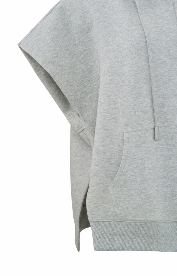 sleeveless hoodie with pockets and drawstring in wide fit grey melange 74bc4b07 df61 4cf1 b624 ba53da6e52fd