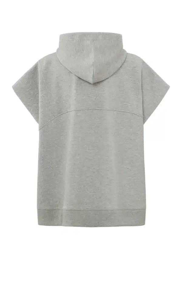 sleeveless hoodie with pockets and drawstring in wide fit grey melange 81277ee7 e627 4bd4 b591 d8d946daa6b9