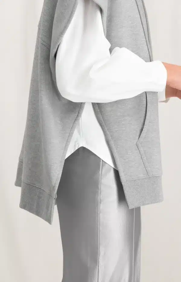 sleeveless hoodie with pockets and drawstring in wide fit grey melange beba9b3e 4c88 42c5 b0b0 baf42b60fe83