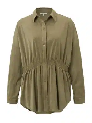 suedine blouse with long sleeves buttons and elastic waist gothic olive green ab2deefb fa68 4ef9 89ed ab646e79207d