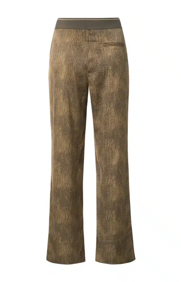 wide leg trousers with pockets zip fly and snake print tannin brown dessin