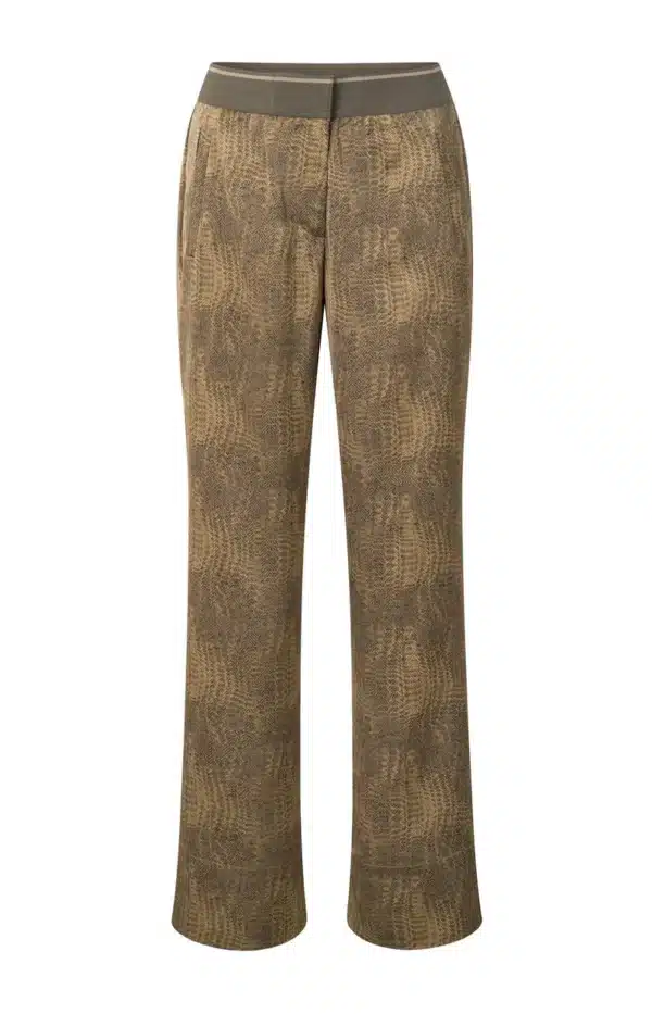 wide leg trousers with pockets zip fly and snake print tannin brown dessin 3455cd15 f406 4f2f bfb0 71e8243840ea